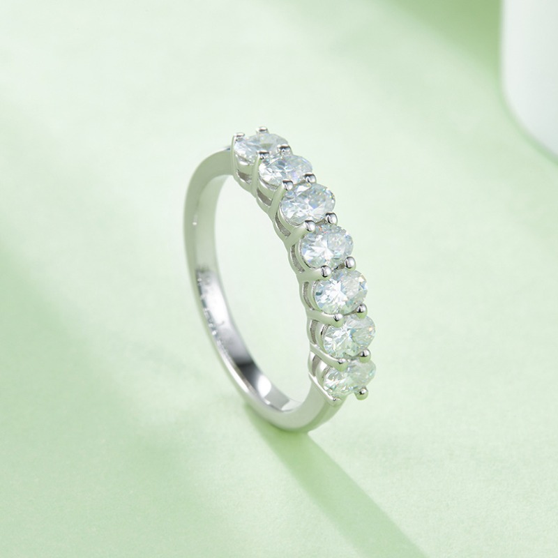 Women's 18K Gold Plated Moissanite Row Ring, Elegant Gift